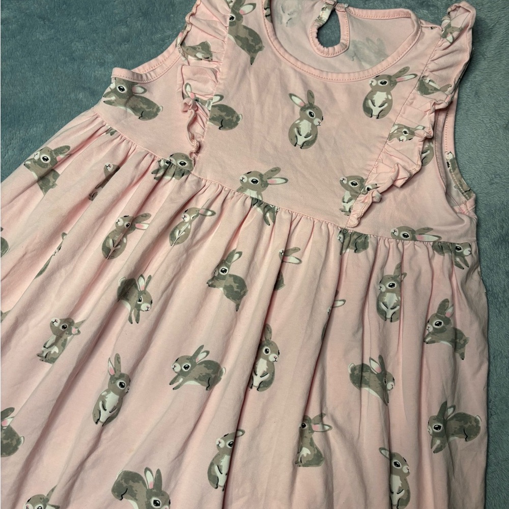 Pink Dress with Bunny Design sz 140 cm. Peter Rabbit, Easter. - Picture 2 of 6